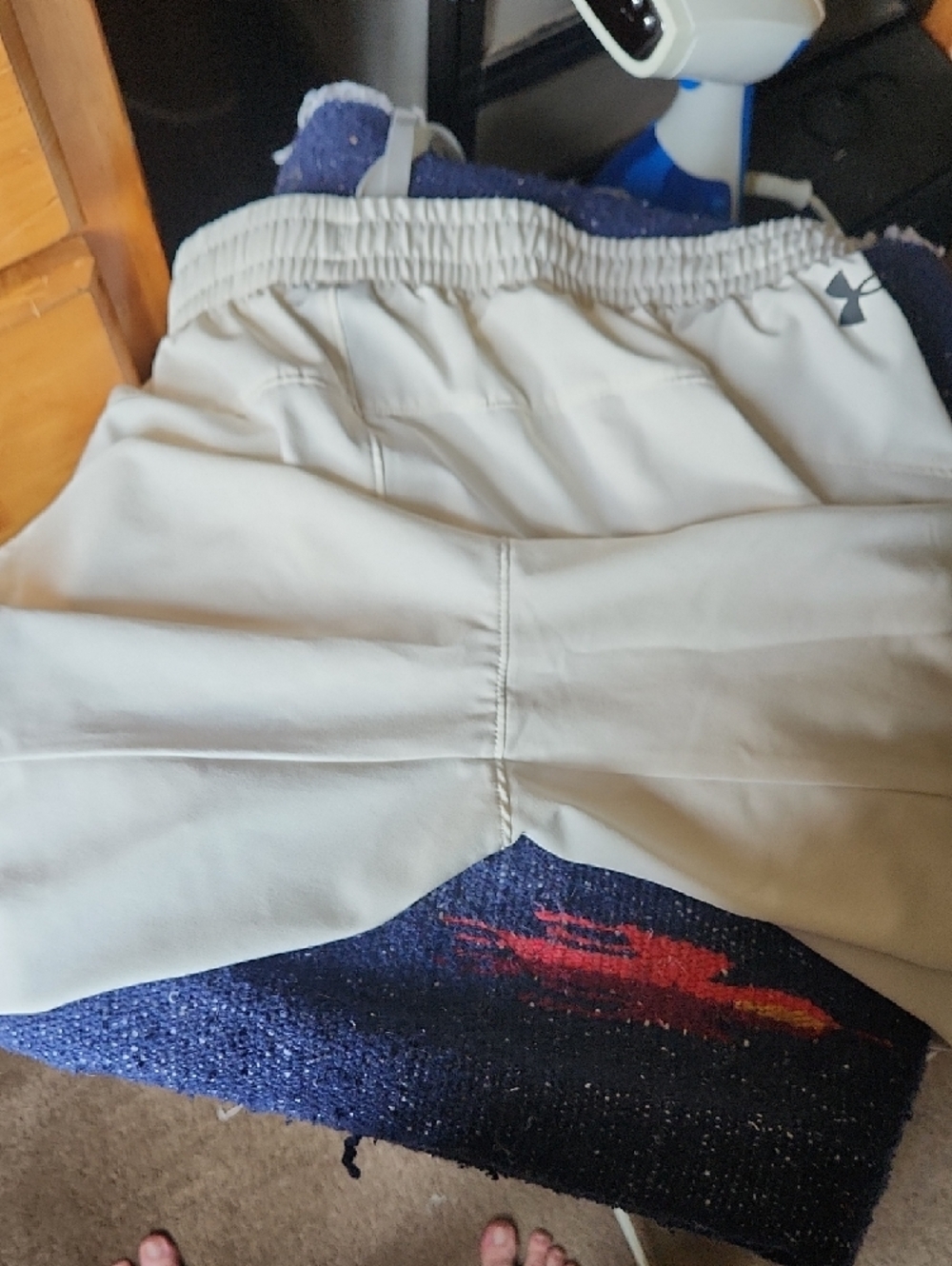 Under Armour Cream Athletic Shorts with Black Logos - Picture 8 of 10